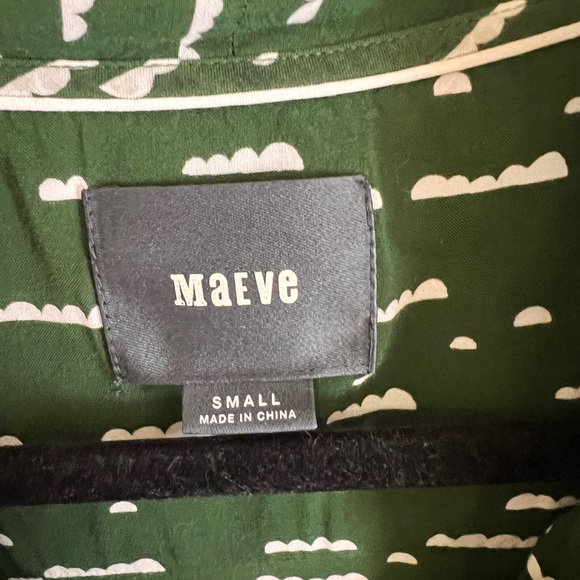 Mauve by anthropology green & black hi-lo bow front top - Picture 7 of 10